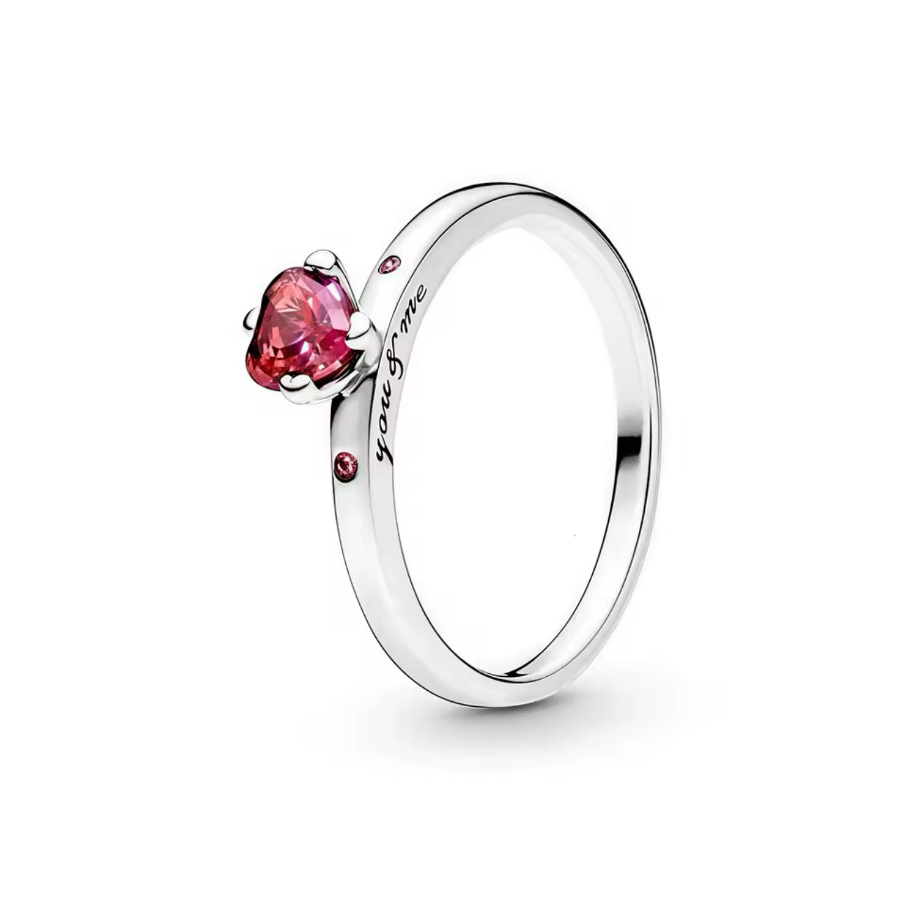Silver Red Heart Ring