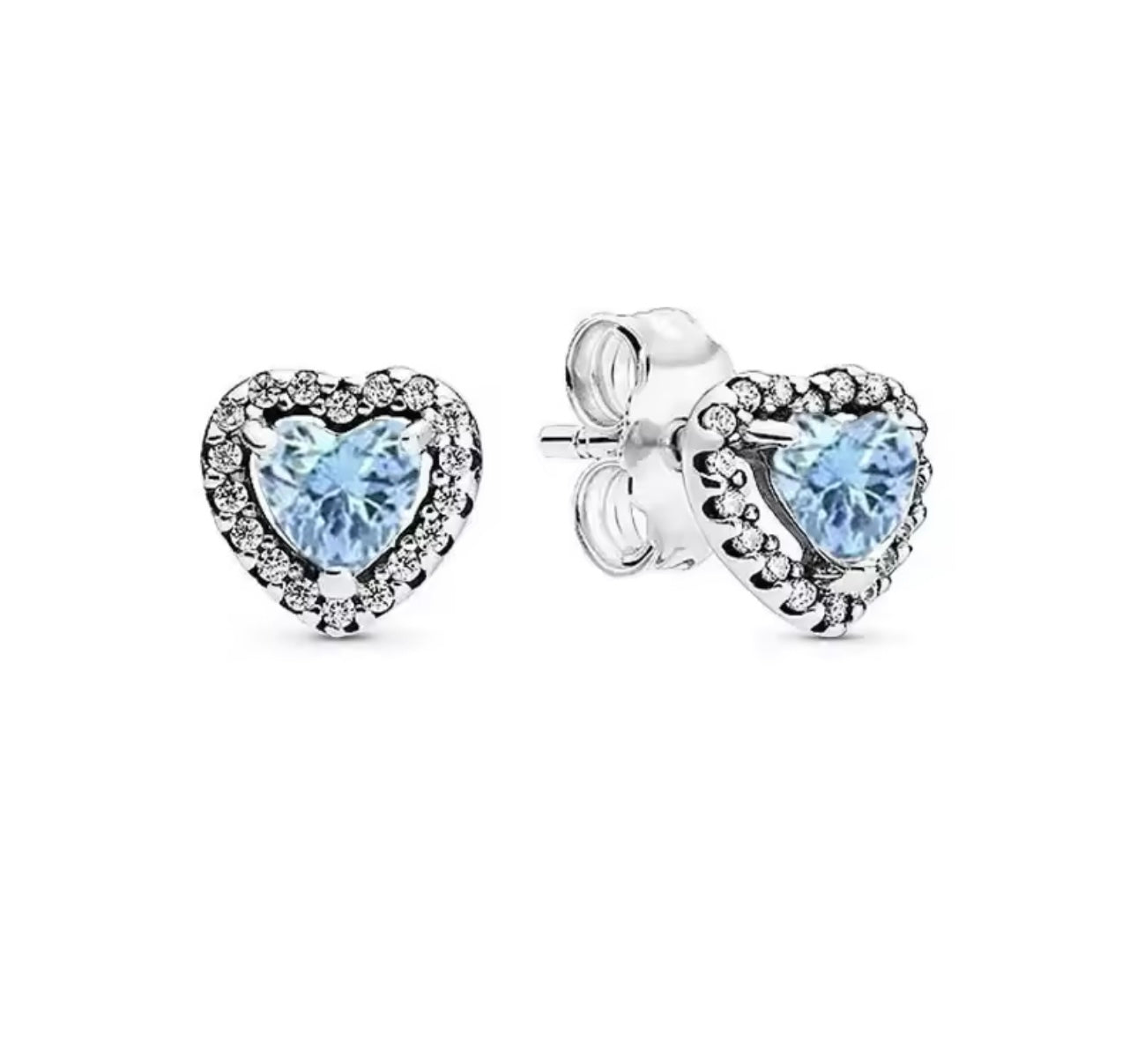Silver Blue Heart Earrings