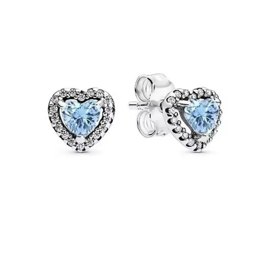 Silver Blue Heart Earrings