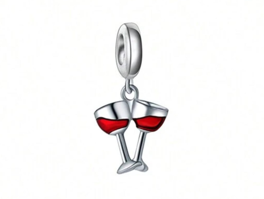 Silver Wine Glasses Charm