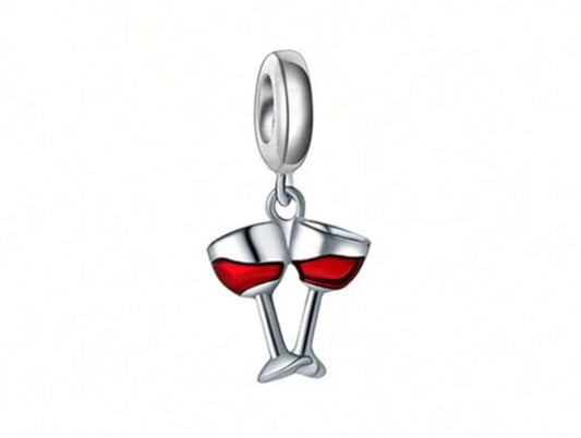 Silver Wine Glasses Charm