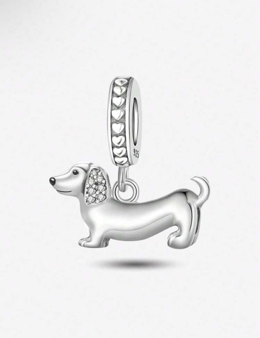 Silver Sausage Dog Charm
