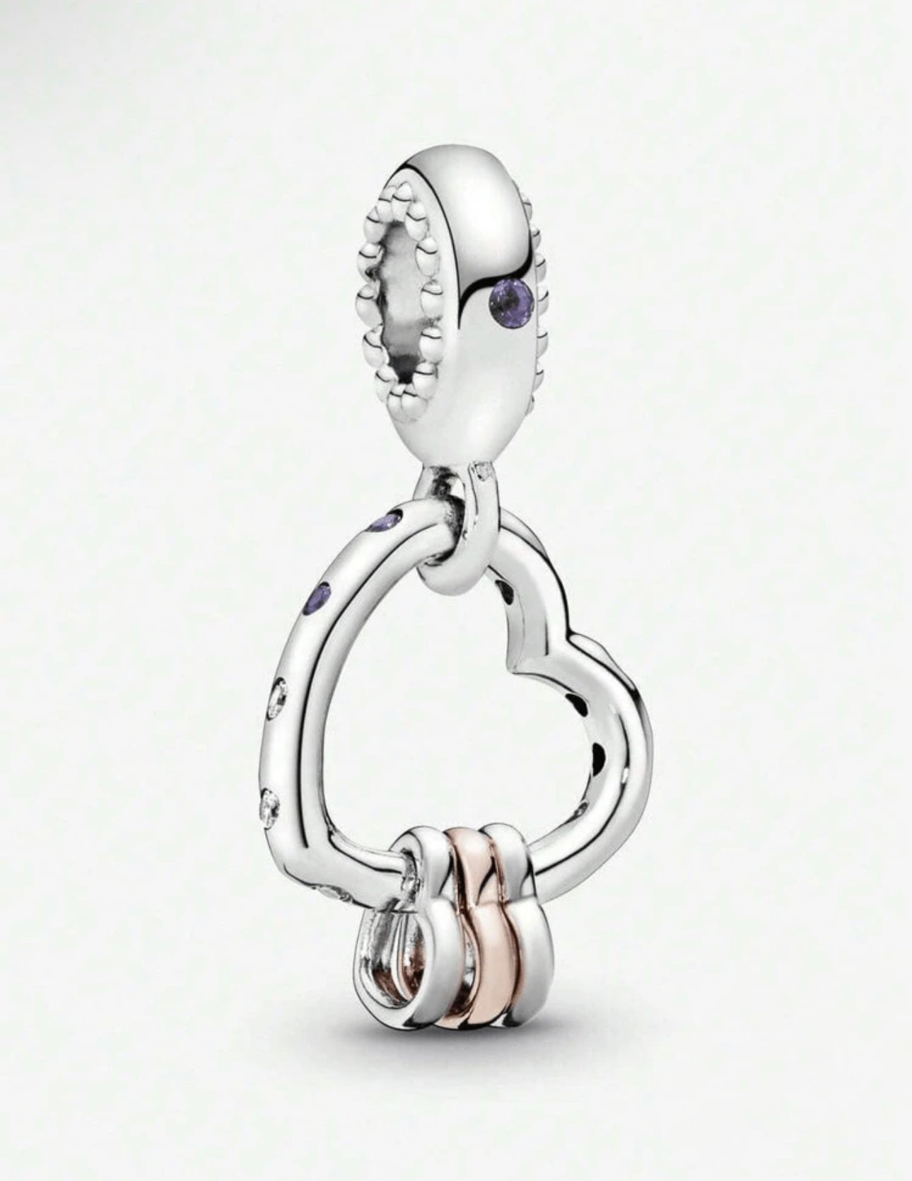 Silver Heart with Three Hearts Charm