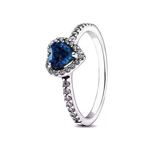Silver Blue Heart Ring