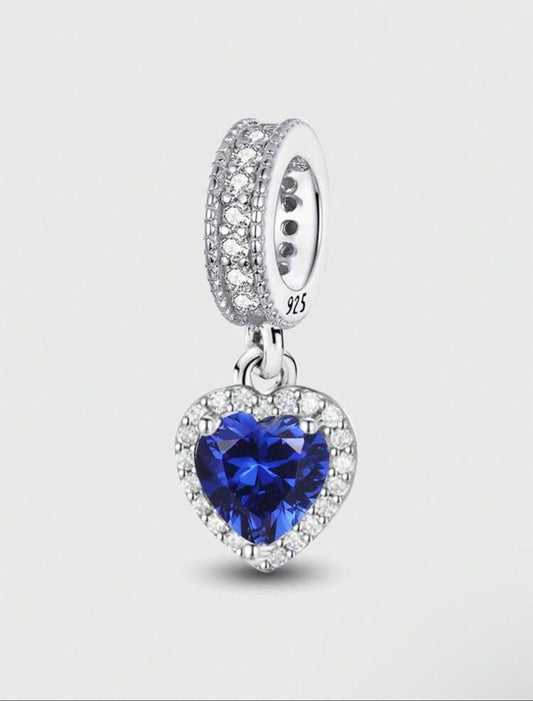 Silver Blue Heart Charm