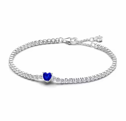 Silver Blue Heart Bracelet