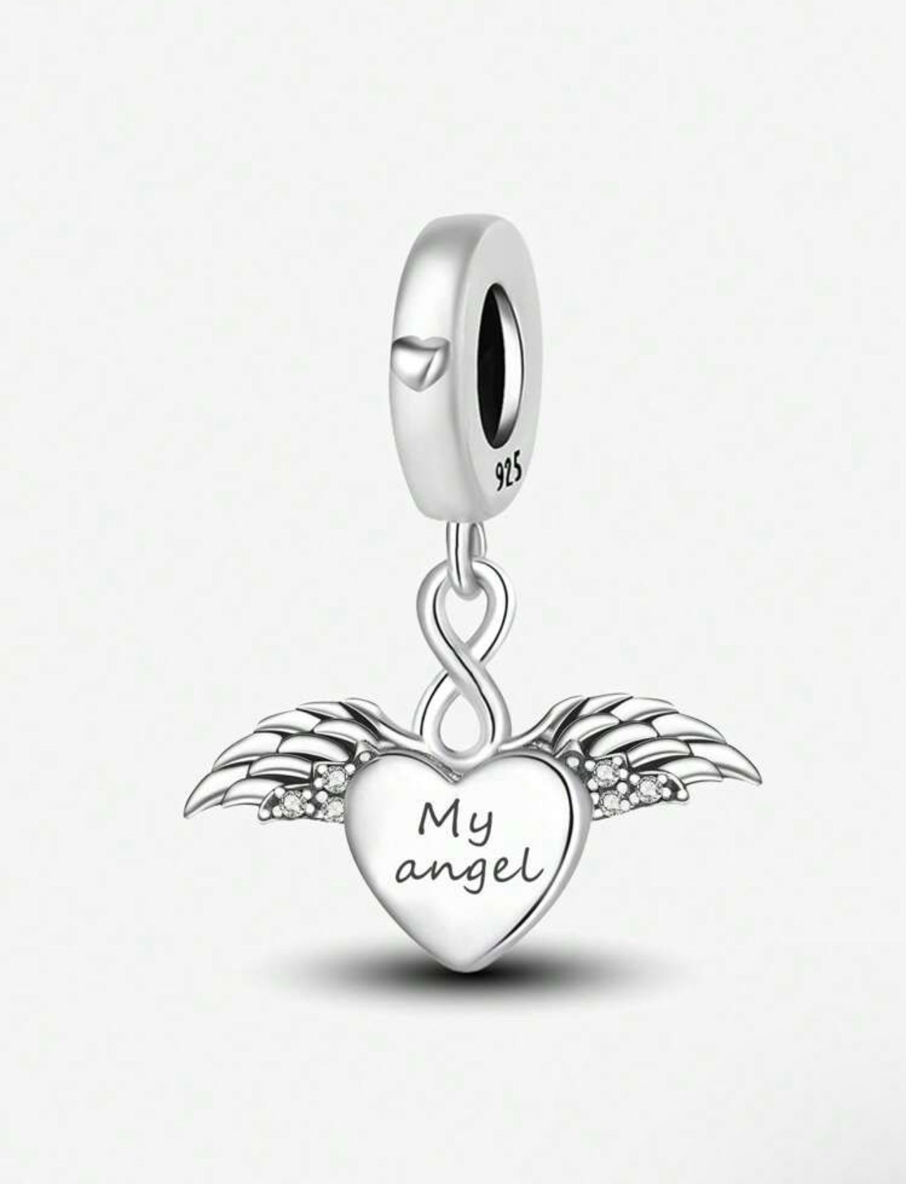 Silver My Angel Heart Charm