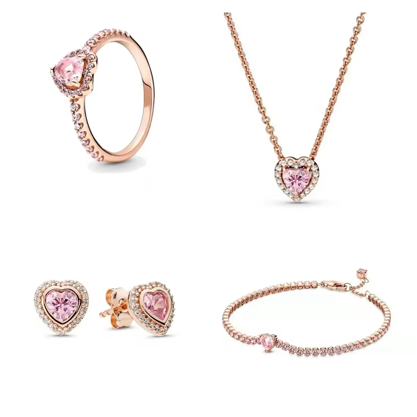 Rose Gold Heart Jewellery Set
