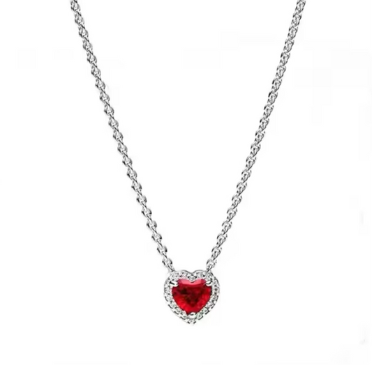 Silver Red Heart Necklace
