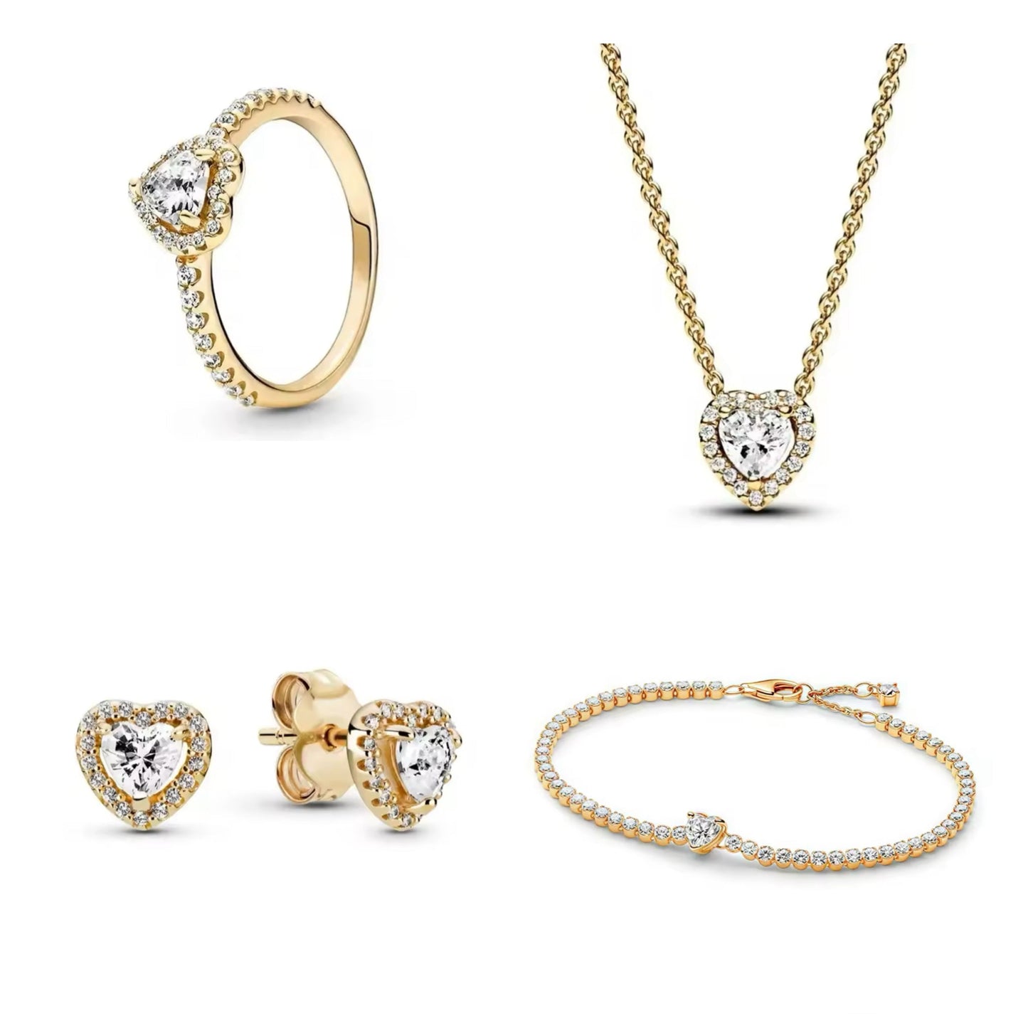 Gold Heart Jewellery Set