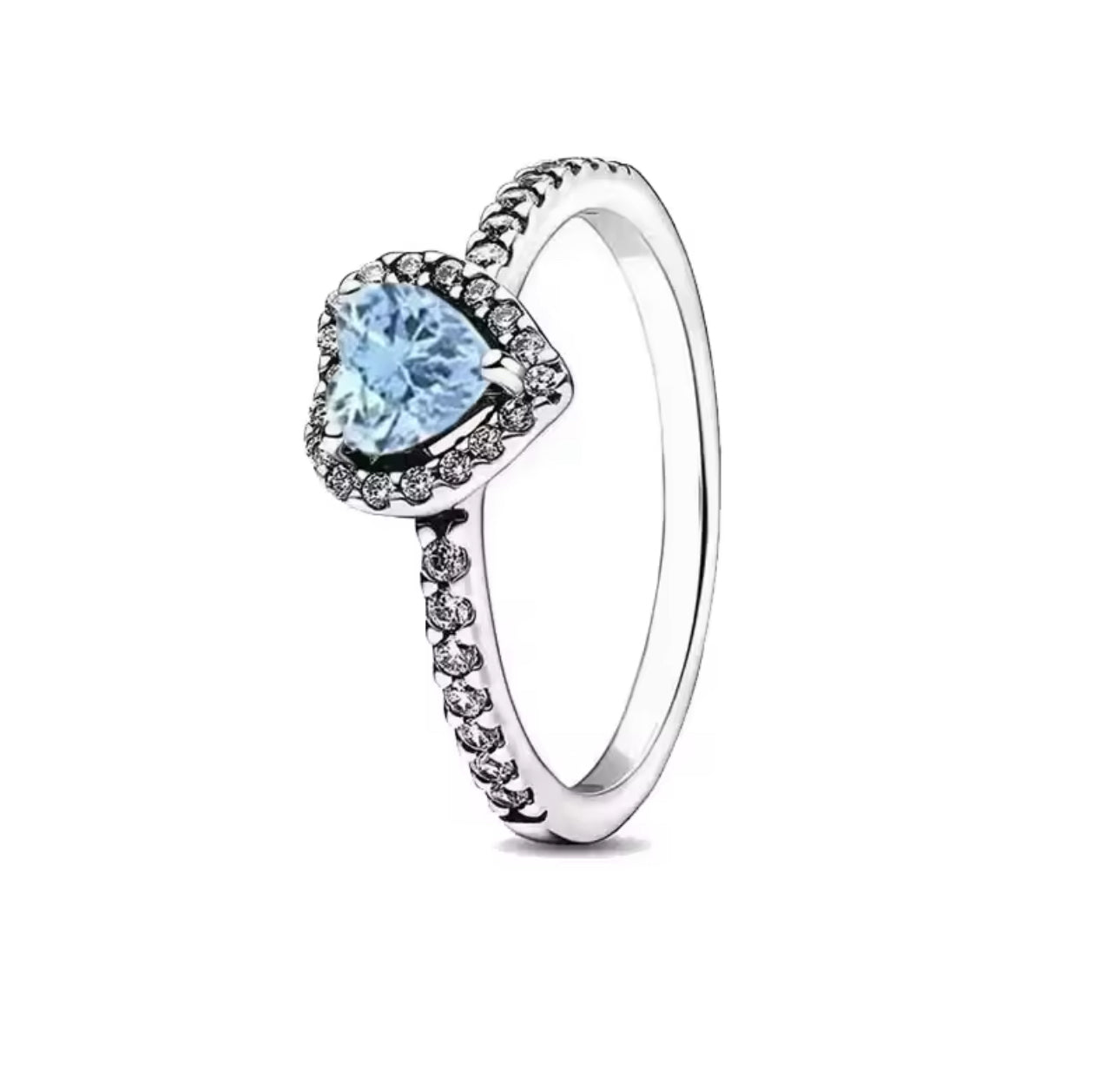 Silver Blue Heart Ring
