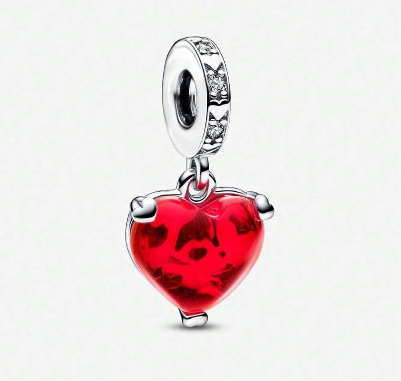 Silver Red Heart Charm