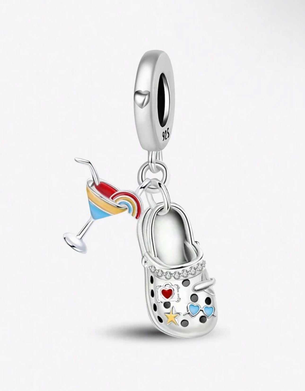 Silver Croc and Cocktail Charm