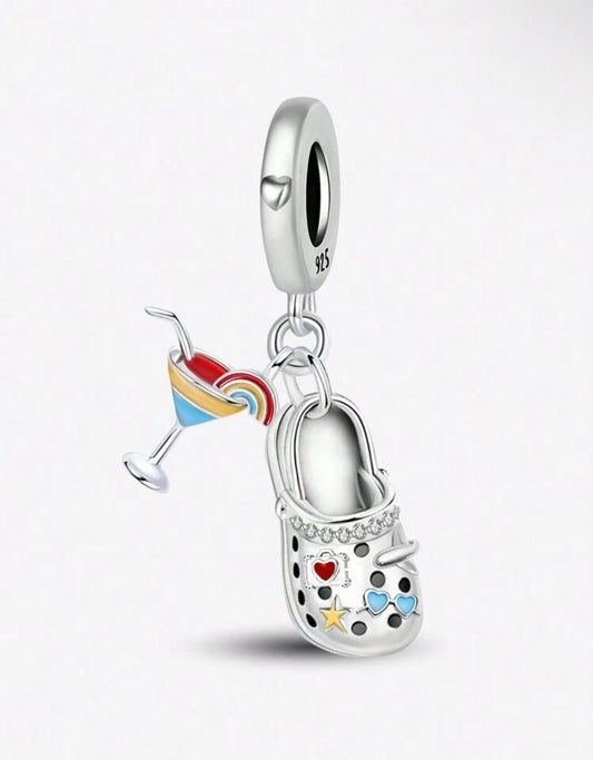 Silver Croc and Cocktail Charm