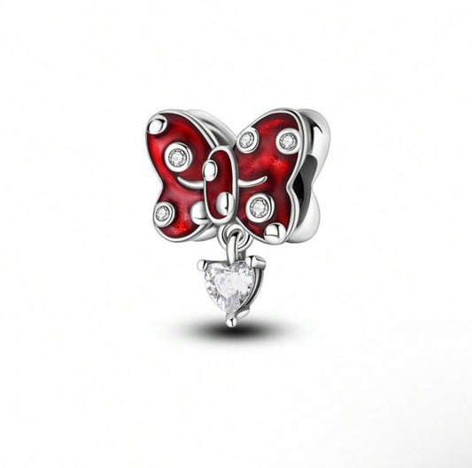 Silver Minnie Mouse Bow Charm