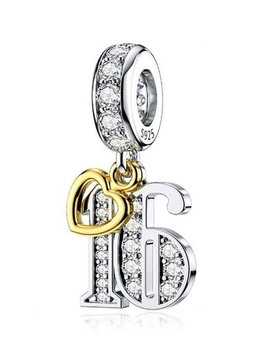 Silver 16 Charm