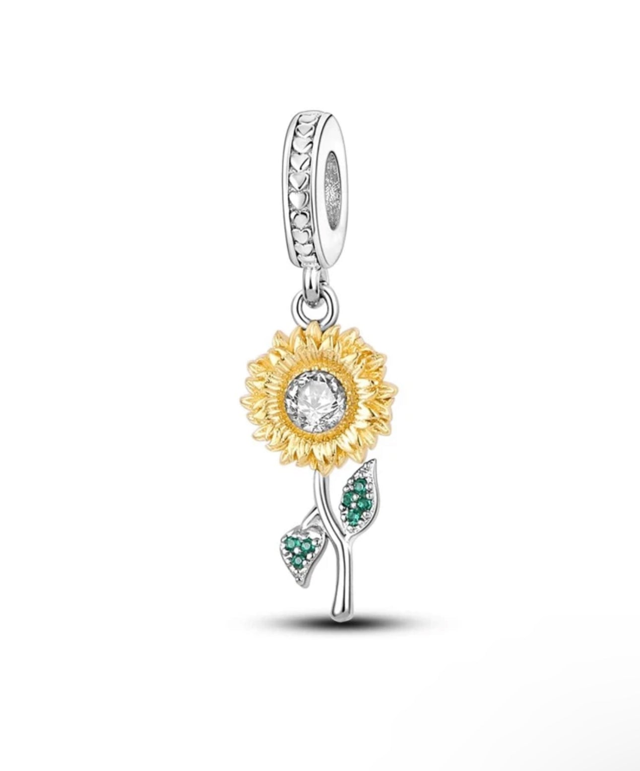 Silver Sunflower Charm