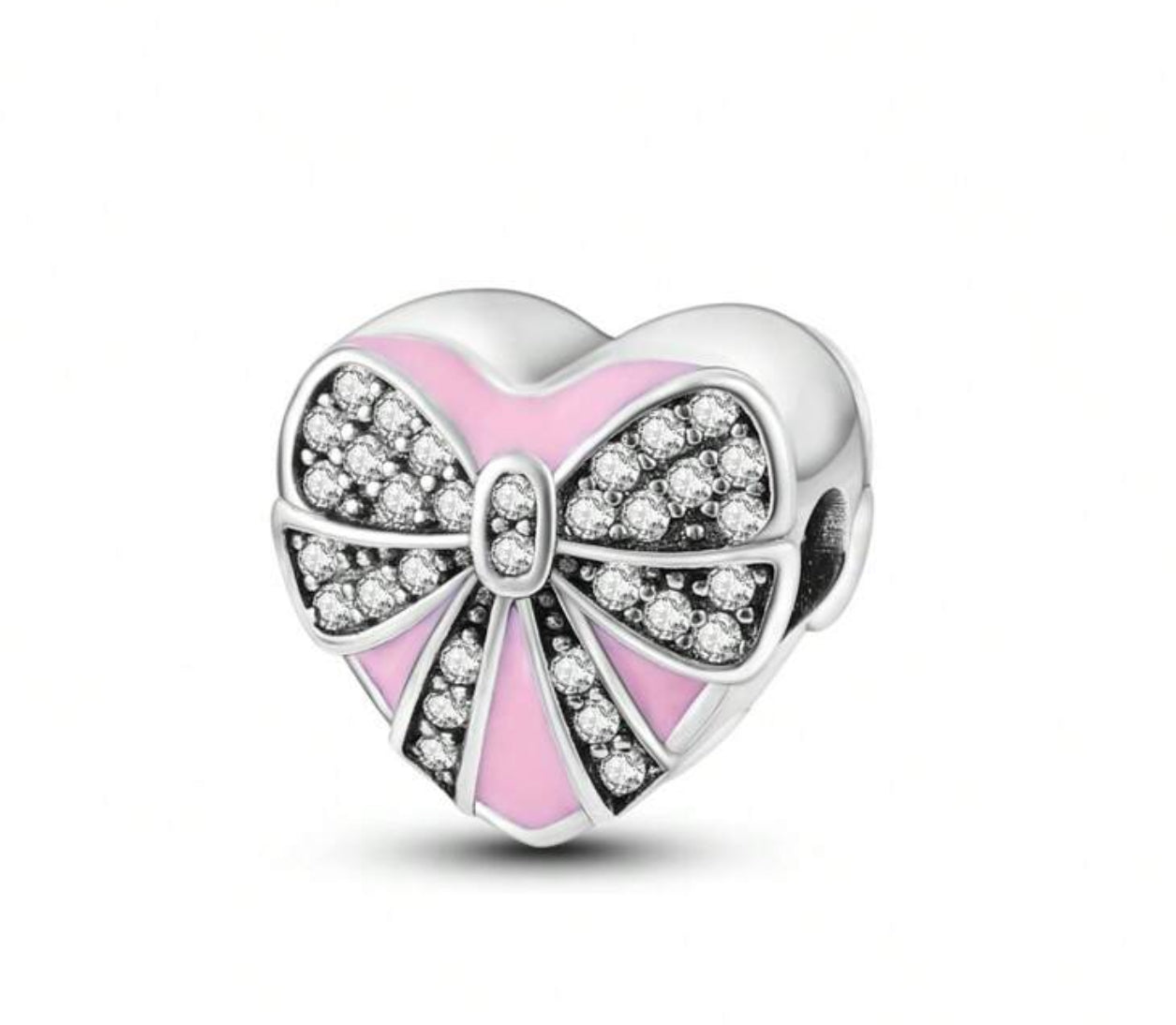 Silver Heart and Bow Charm