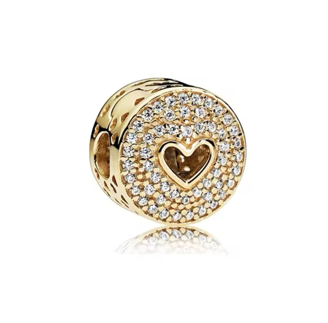 Gold Heart Cricle Charm