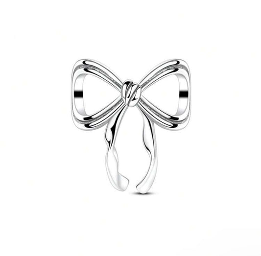 Silver Slip on Bow Charm