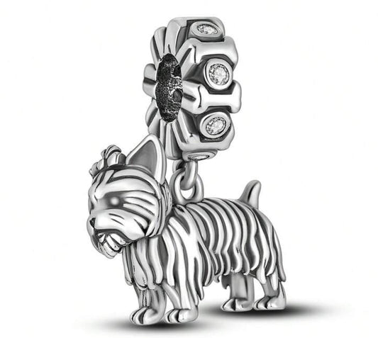 Silver Yorkshire Terrier Charm