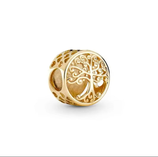 Gold Tree Circle Charm