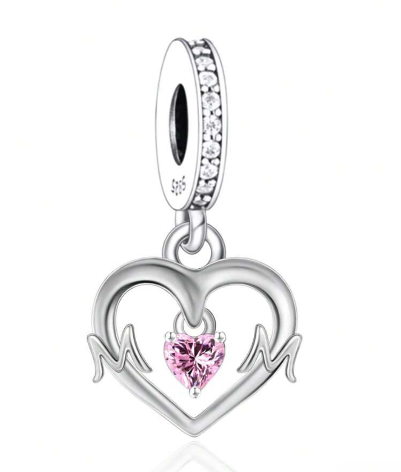 Silver Heart Mum Charm