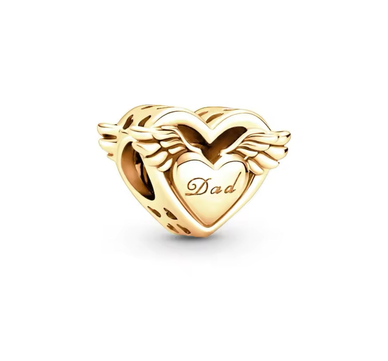 Gold Heart Angel Dad Charm