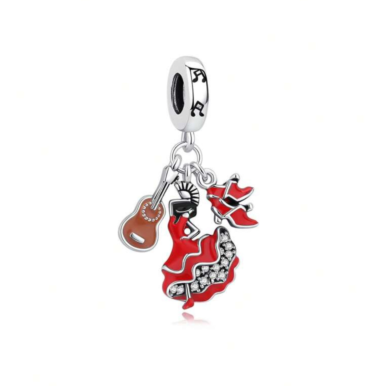 Silver Spanish Dancer and Guitar Charm