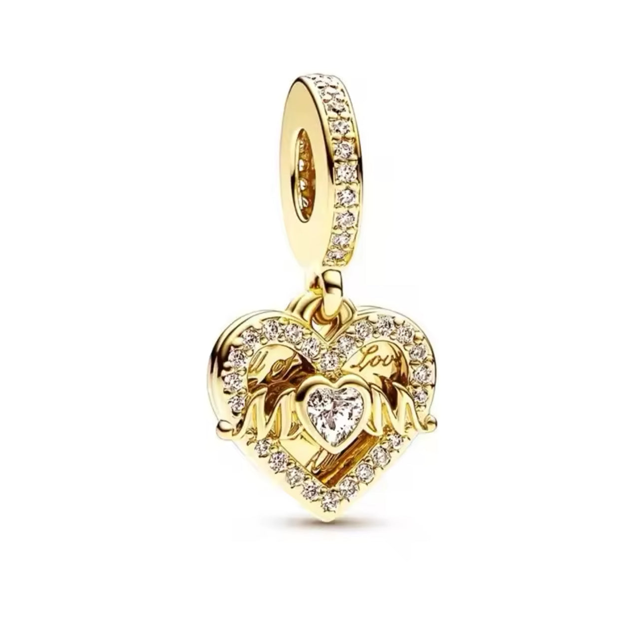 Gold Heart Mom Charm