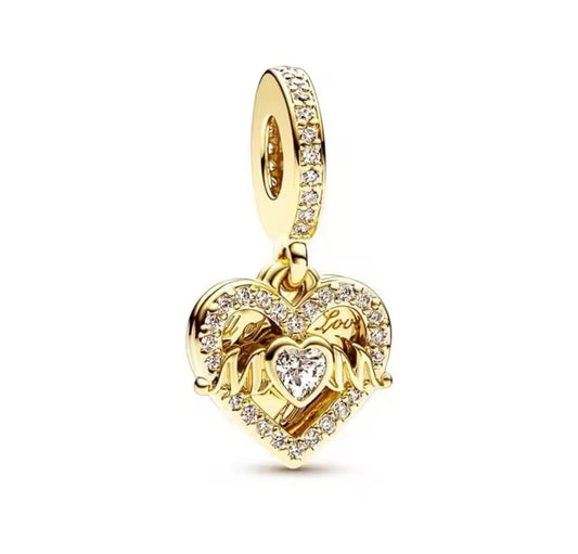 Gold Heart Mom Charm