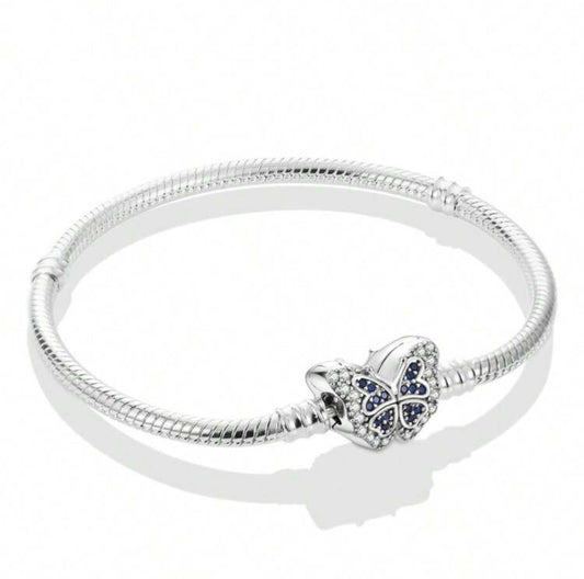 Silver Pink Heart Charm Bracelet With Safety Chain