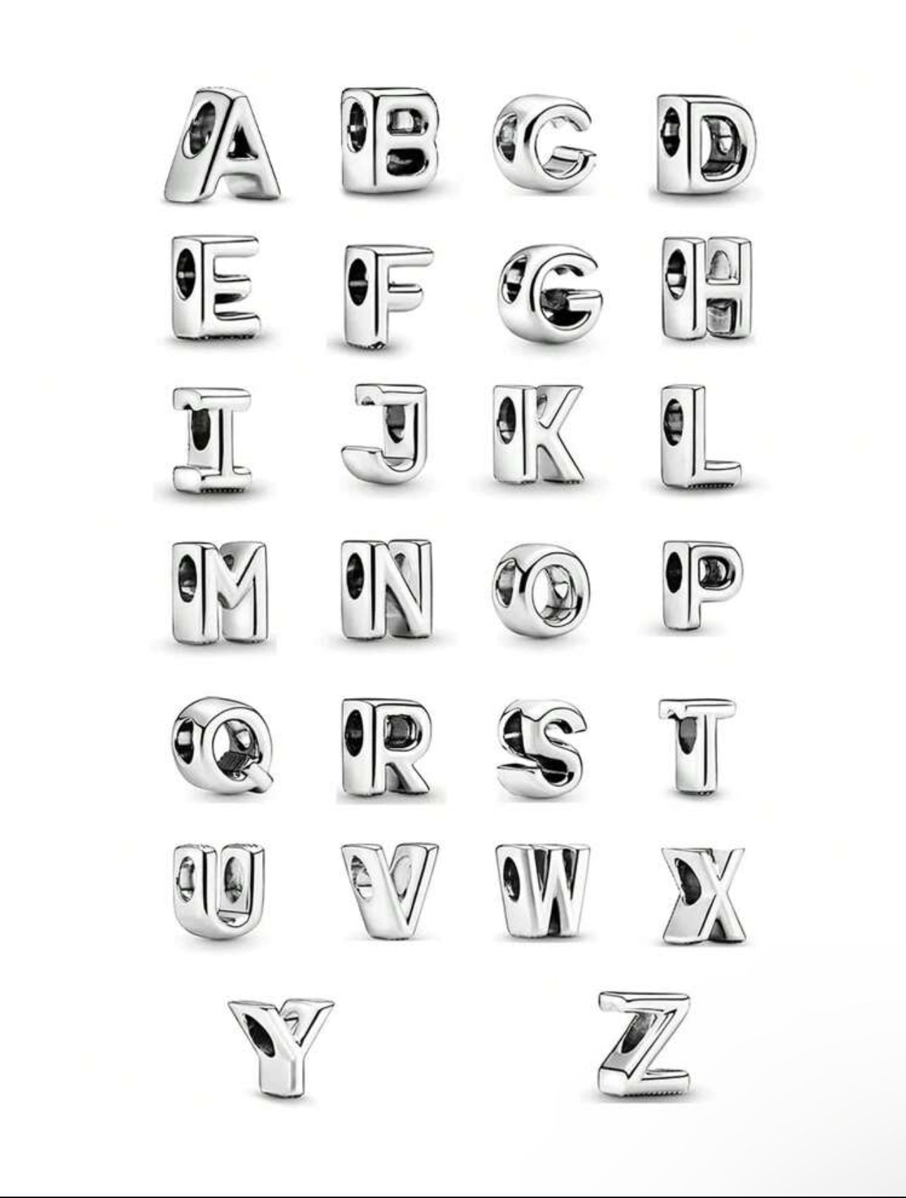 Silver Letters Charms