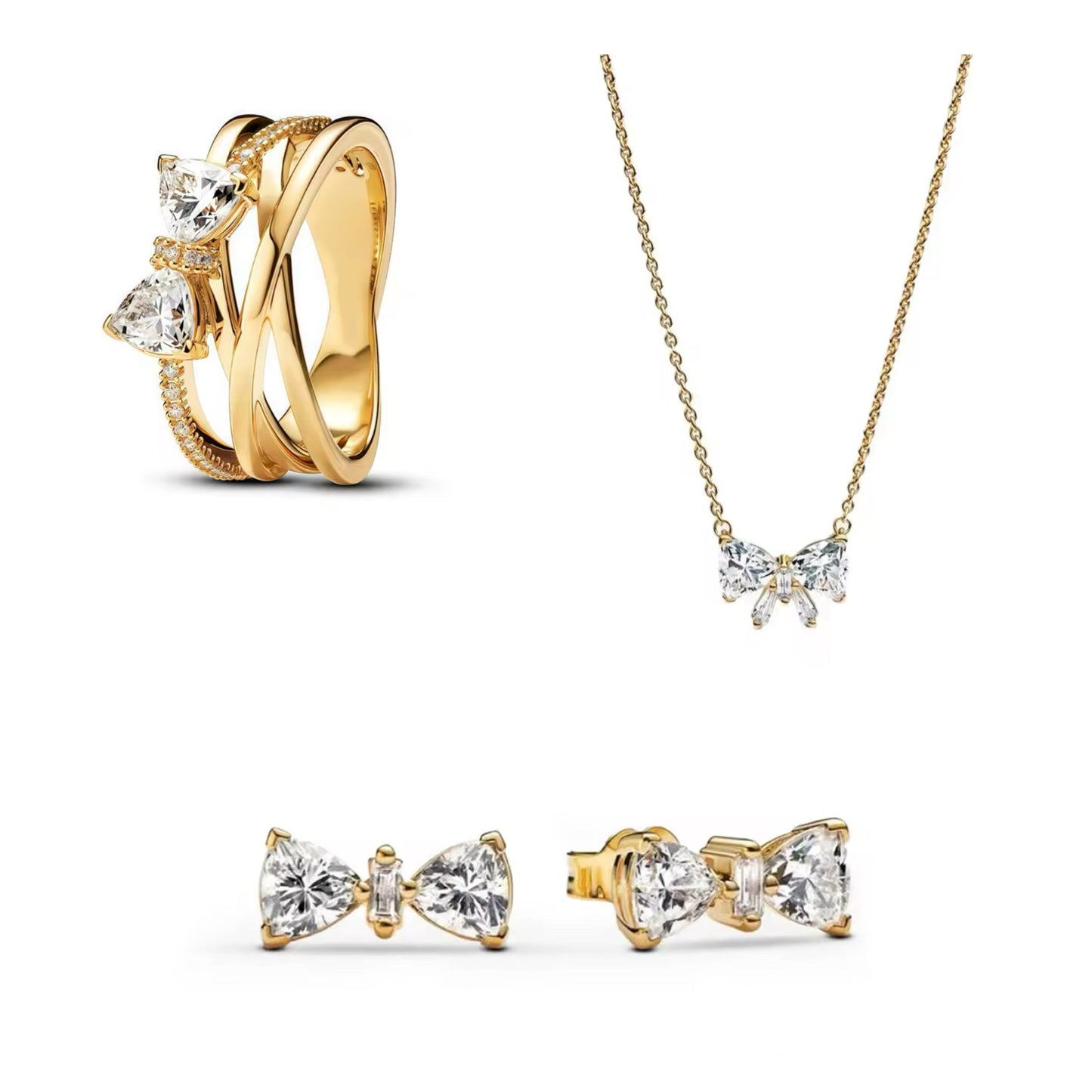 Silver Red Bow Jewellery Set