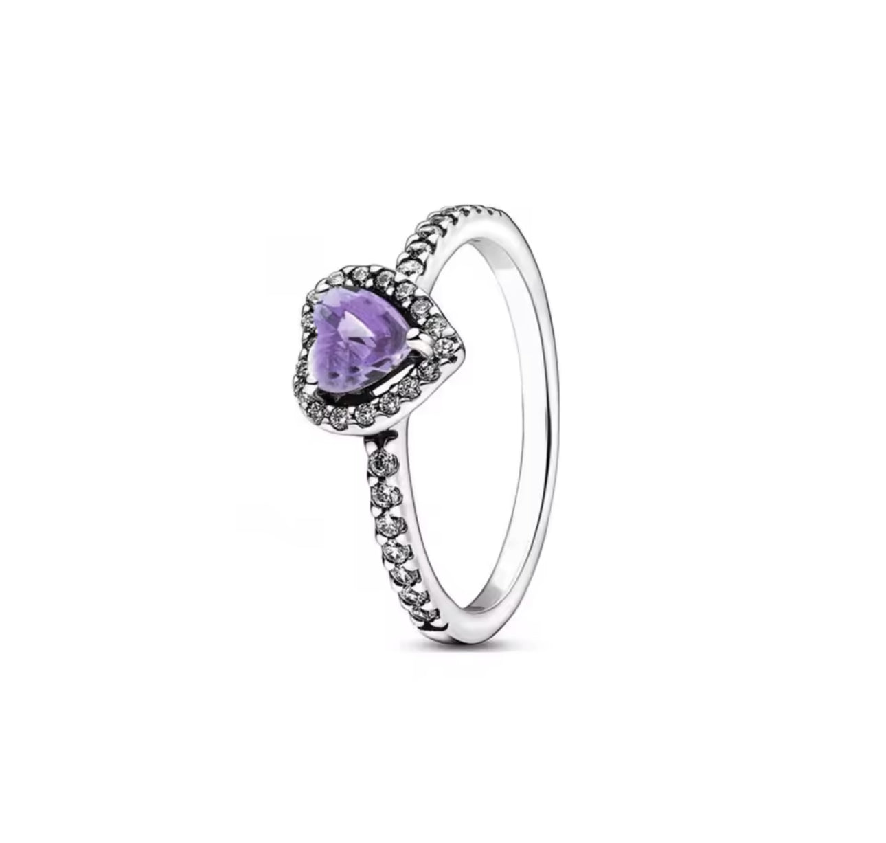 Silver Purple Heart Ring