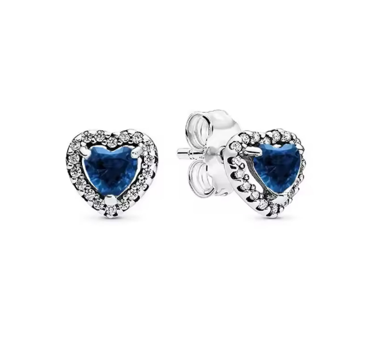 Silver Blue Heart Earrings