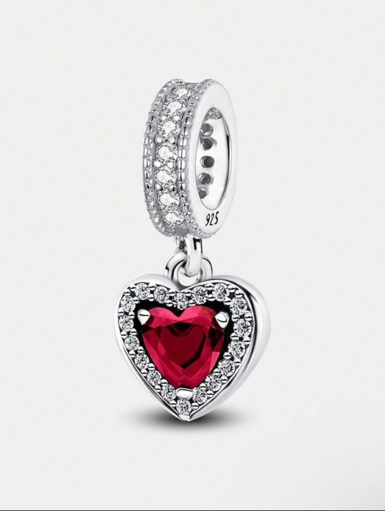 Silver Red Heart Charm