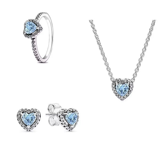 Silver Black Heart Jewellery Set