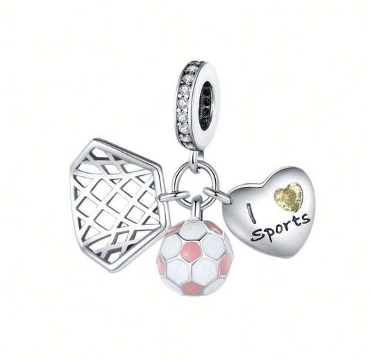 Silver Football Charm
