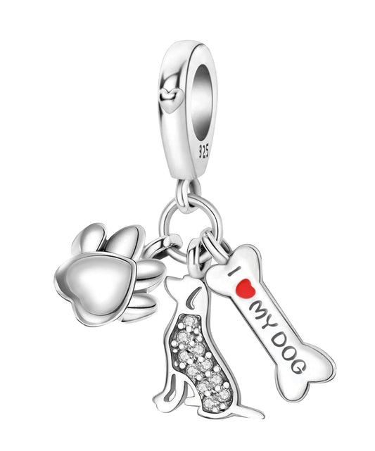 Silver Dog Charm