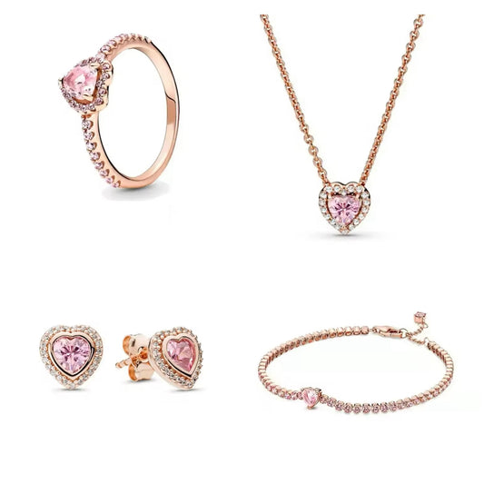 Rose Gold Heart Jewellery Set