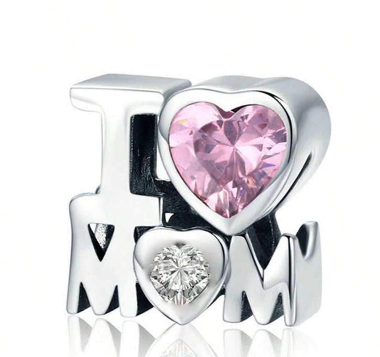 Silver I Love Mom Charm