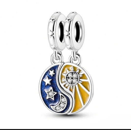 Silver Sun and Moon Two Charms