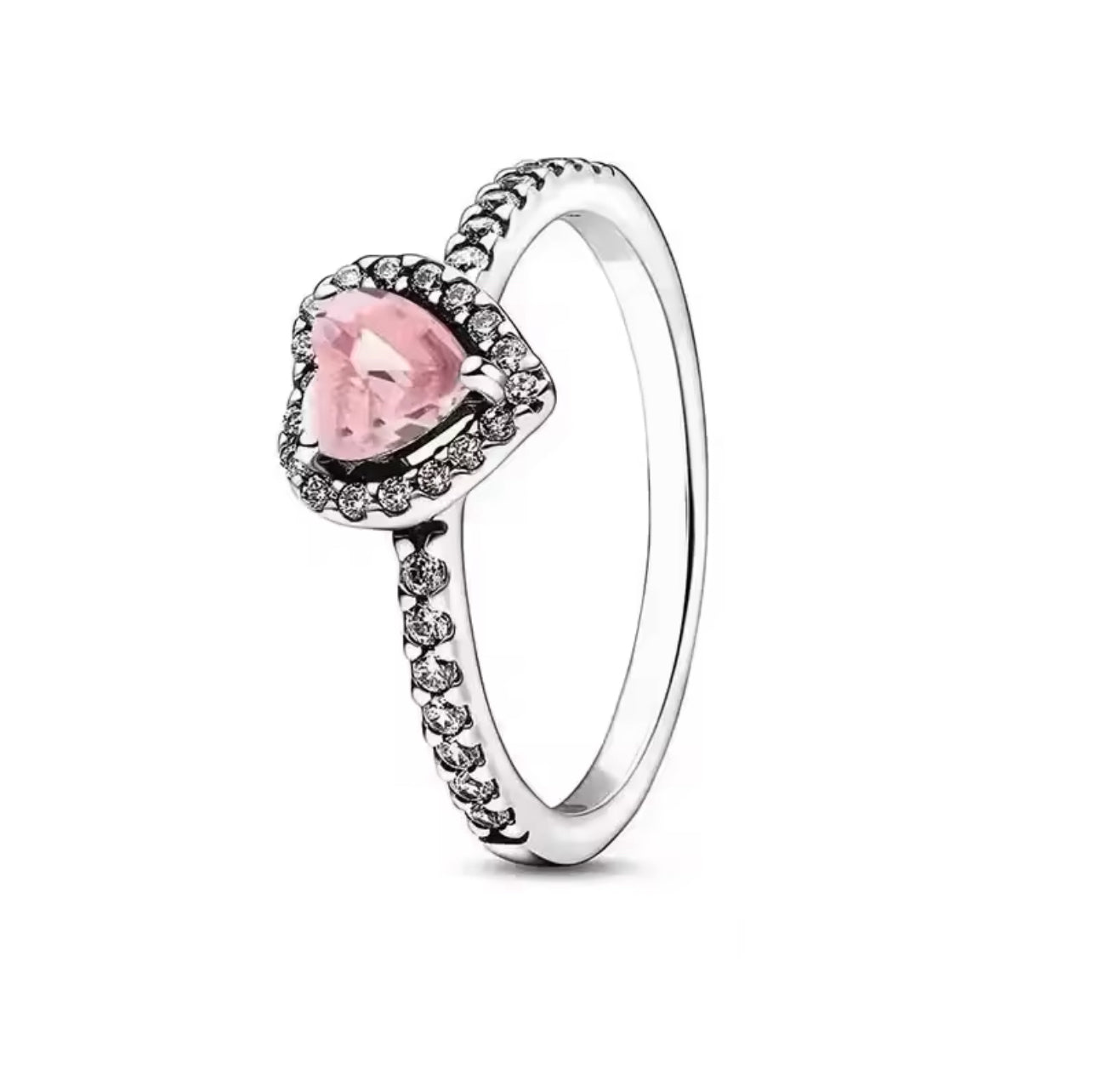 Silver Pink Heart Ring