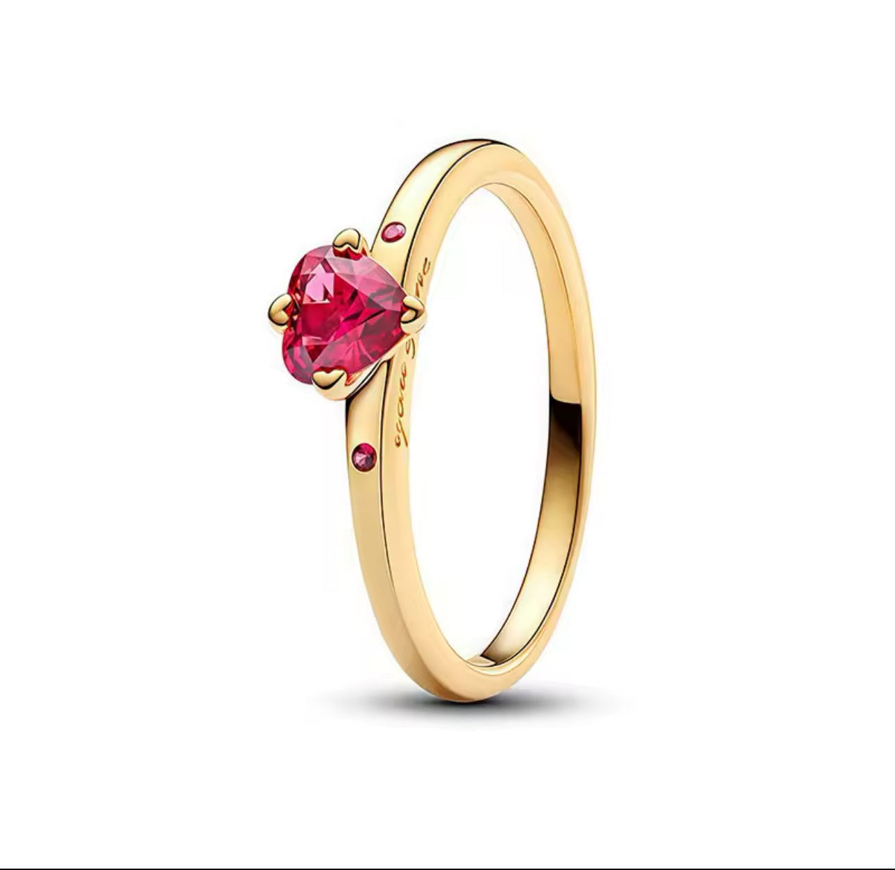 Gold Red Heart Ring