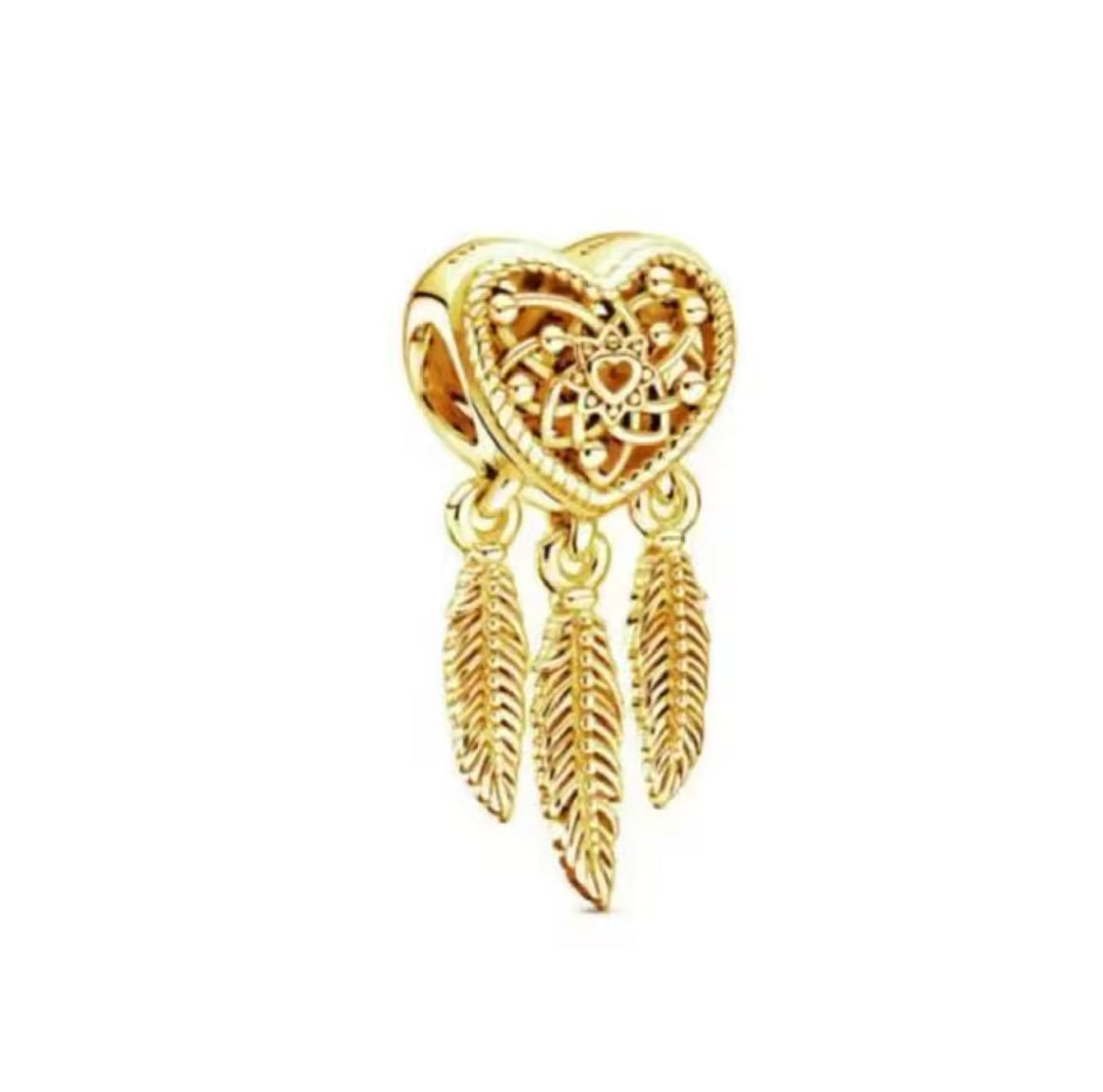 Gold Heart Dream Catcher Charm