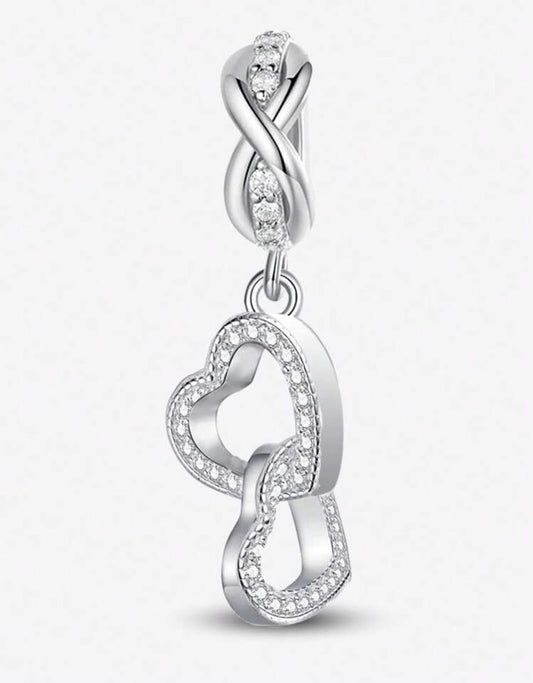Silver Two Heart Charm