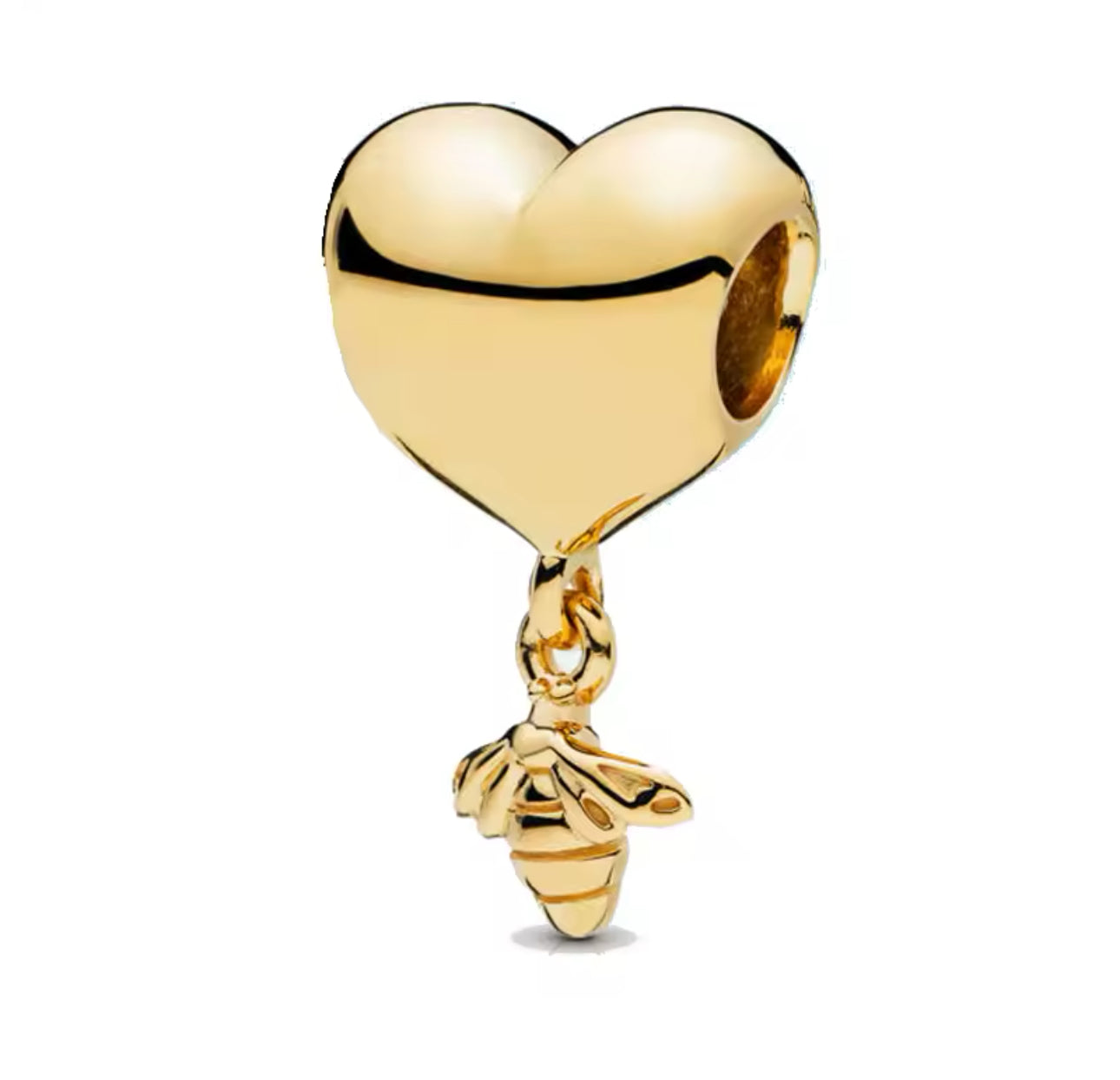 Gold Heart and Bee Charm