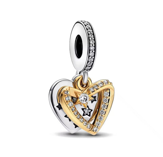 Gold and Silver Heart Charm
