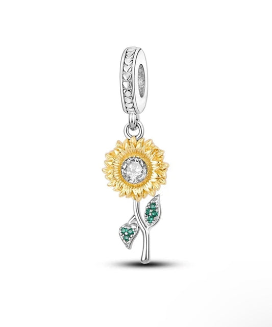 Silver Sunflower Charm